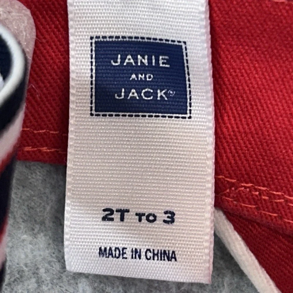 Janie and Jack Red‎ Visor Toddler 2T 3 Hook Loop Elastic Preppy Sun Hat